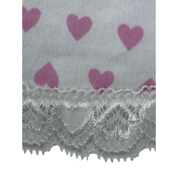 Laura Ashley Y2K Revive Croquette White Lace Trim Pink Hearts Print Babydoll Top - Picture 10 of 16